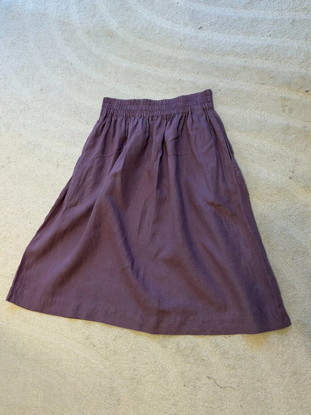 notPERFECTLINEN SION gathered linen skirt in Dusty Lavender M/L 28 inch long - Picture 7 of 7